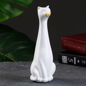 Фигура "Кошечка сидит" белая с золотом 92329