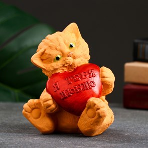 Фигура "Котик с сердцем Я тебя люблю" рыжий 92 385